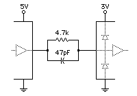 5V Out to 3V In, 4.7K Resistor and 47pF Capacitor