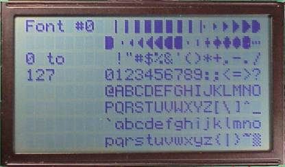 LCD Font 0, 0 to 127