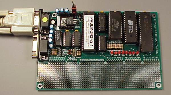 board with serial cable on upper connector