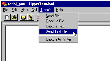 Hyperterminal menu