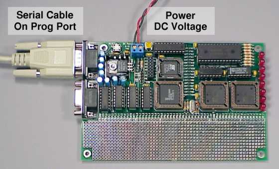 board with serial cable on upper connector