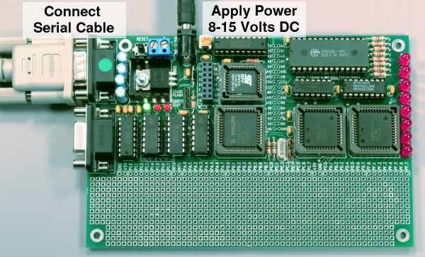 board with serial cable on upper connector