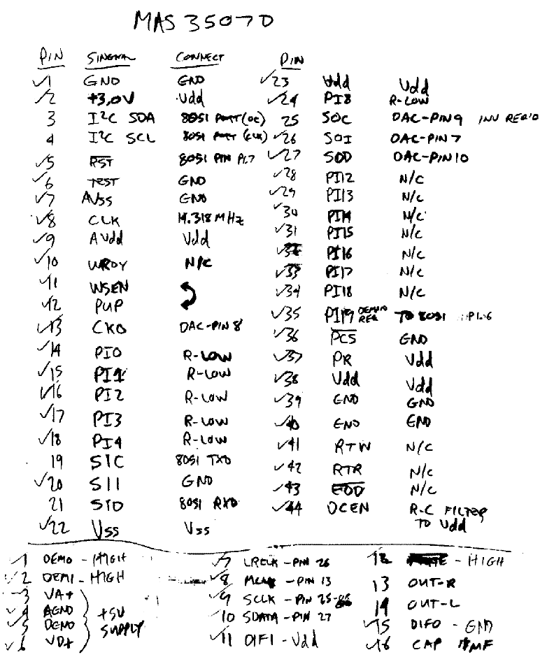 handwritten wiring notes