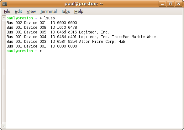 linux lsusb command